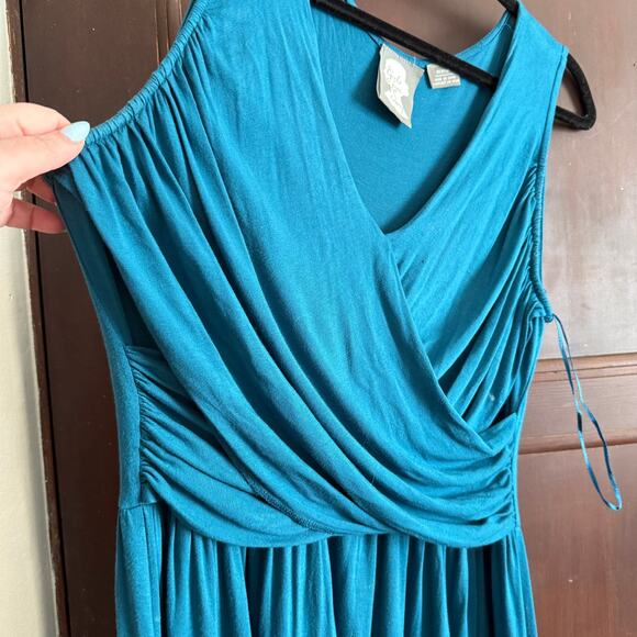 GIRLS FROM SAVOY Anthropologie Elementary Teal Blue Surplice Bodice Dress Medium - Picture 3 of 6